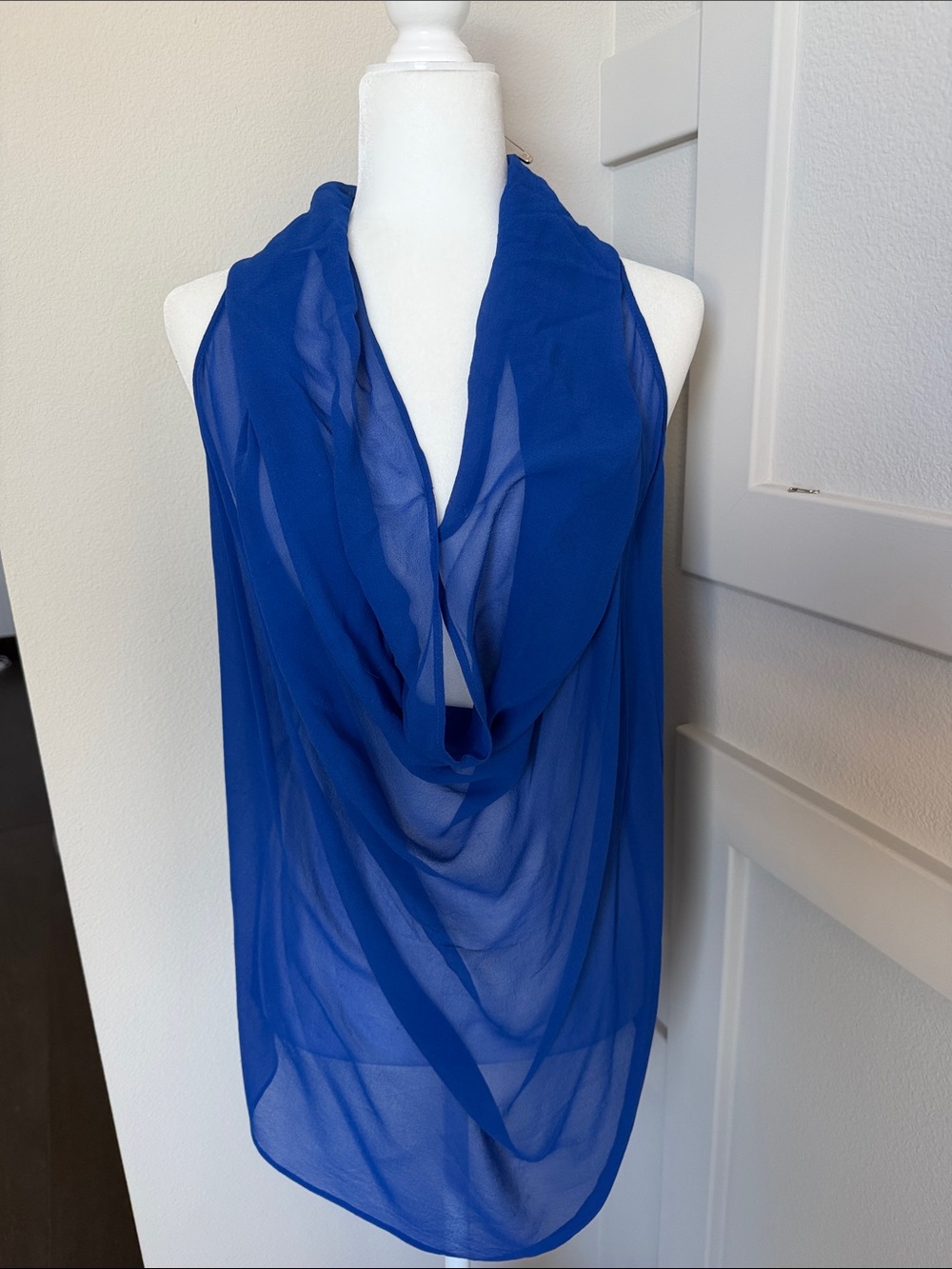 Chiffon Maggie Ward  cowl neck- Cobalt Blue top
